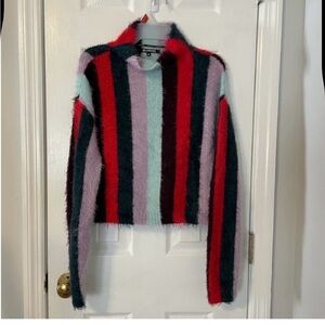 Blank NYC Striped Fuzzy Sweater